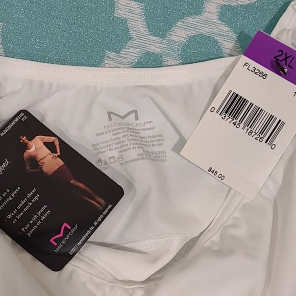 MAIDEN FORM FLEXEES LONG LENGTH WHITE CAMILSOLE WOMEN'S SMOOTHING NWT SIZE 2XL - Picture 4 of 5